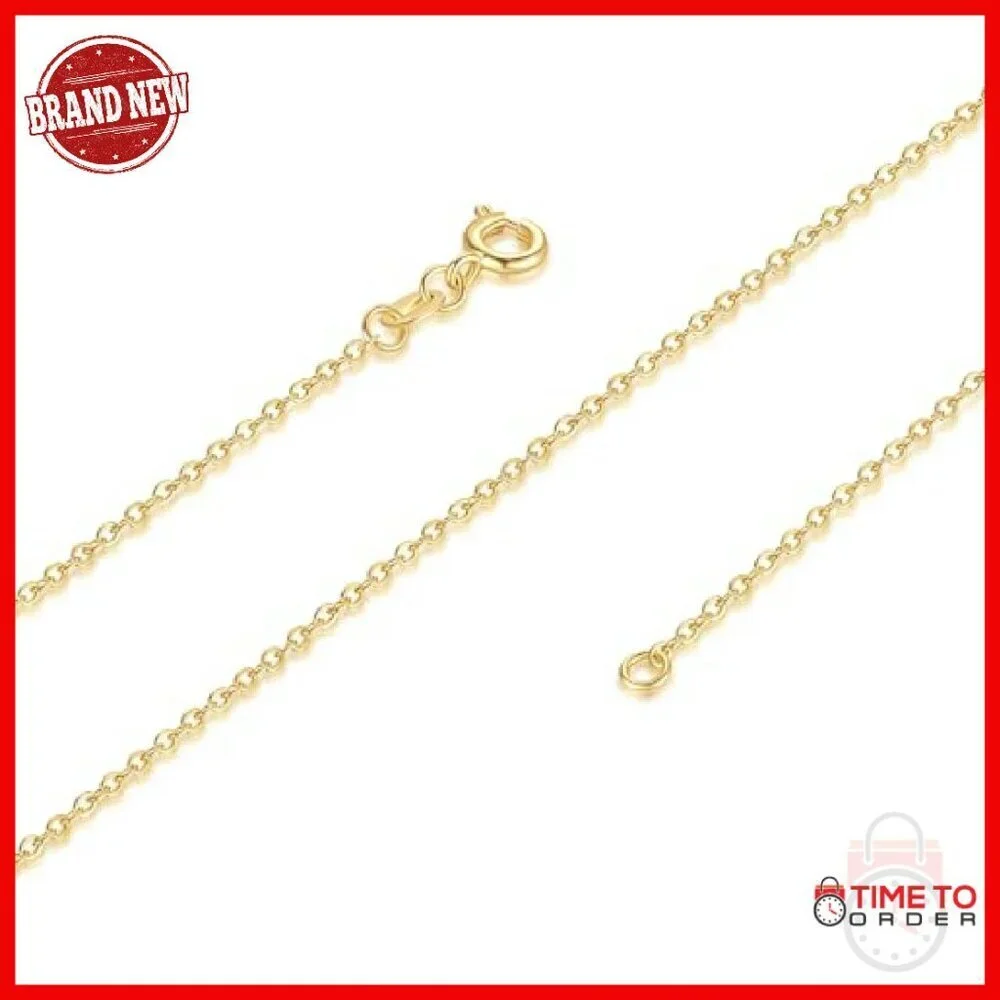 14K Gold Plated Dainty Cable Chain Necklace 16-24in Thin